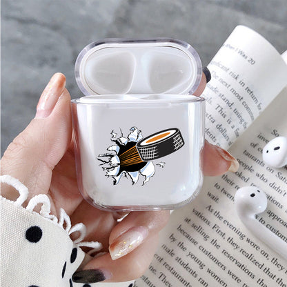 Hockey Ice Puck art Hard Plastic Protective Clear Case Cover For Apple Airpods