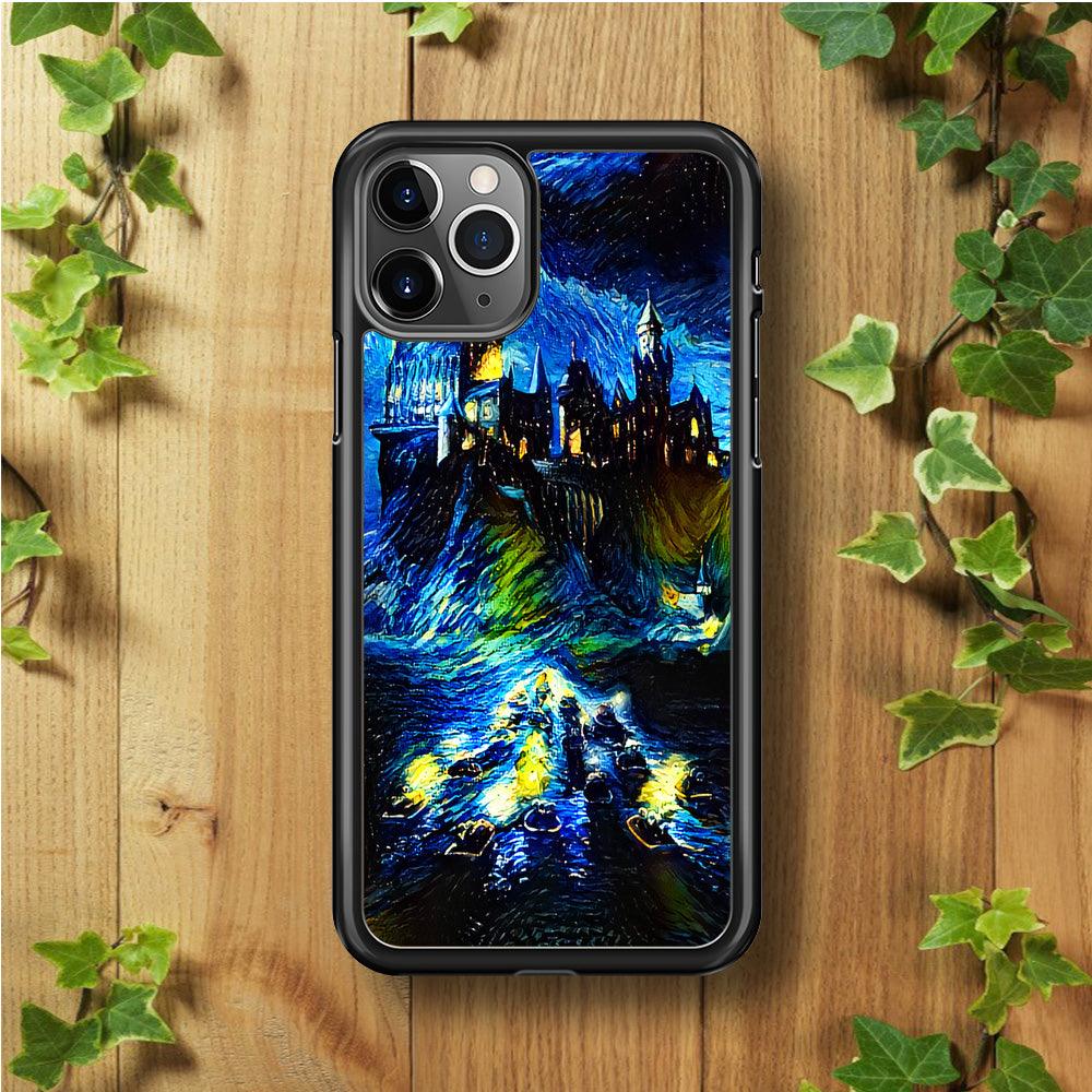 Hogwarts Starry Night iPhone 11 Pro Max Case-Rubber / Black (2D Case)-Xtracase