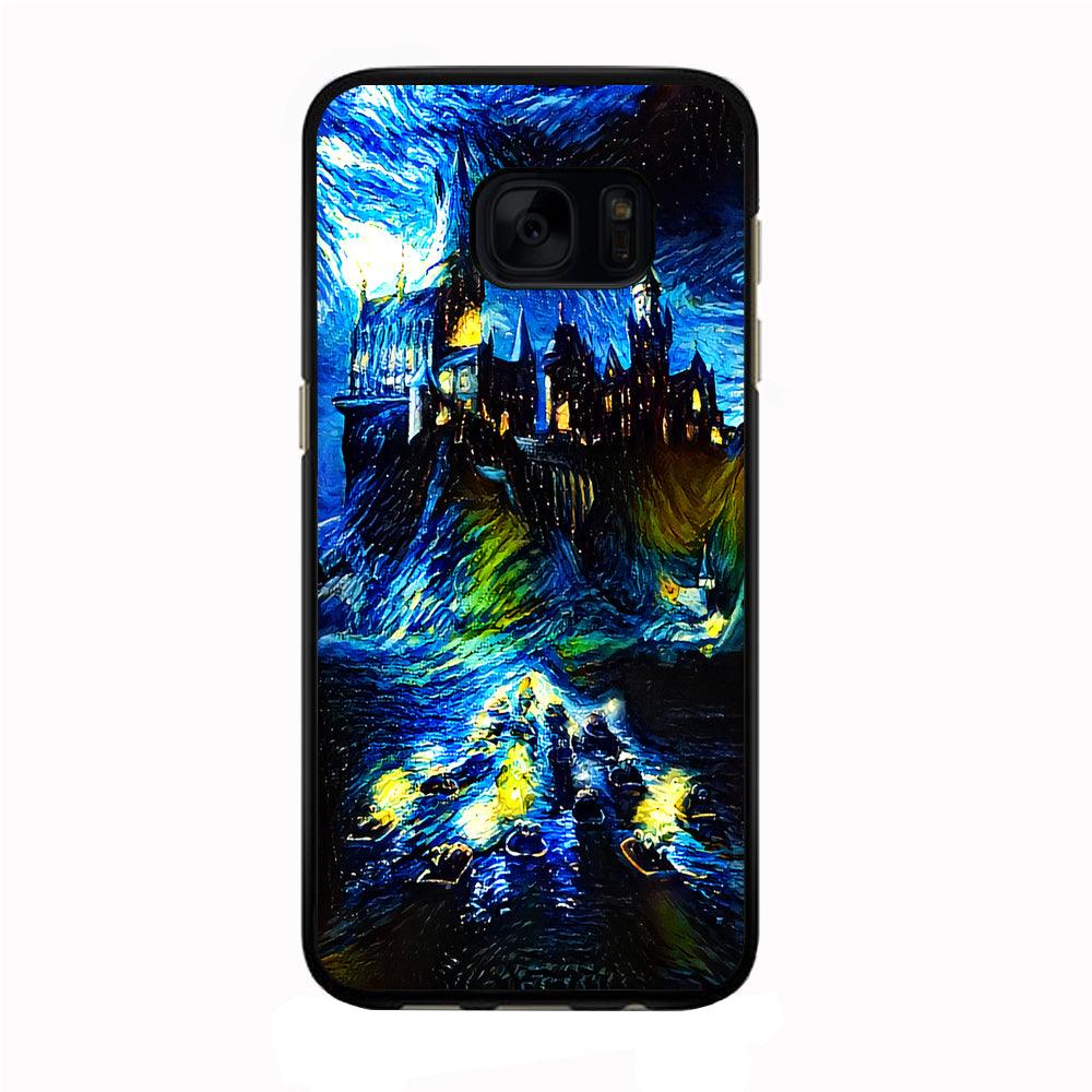 Hogwarts Starry Night Samsung Galaxy S7 Edge Case-Rubber / Black (2D Case)-Xtracase