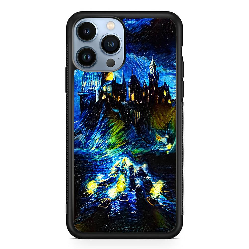 Hogwarts Starry Night iPhone 13 Pro Case-Rubber / Black (2D Case)-Xtracase