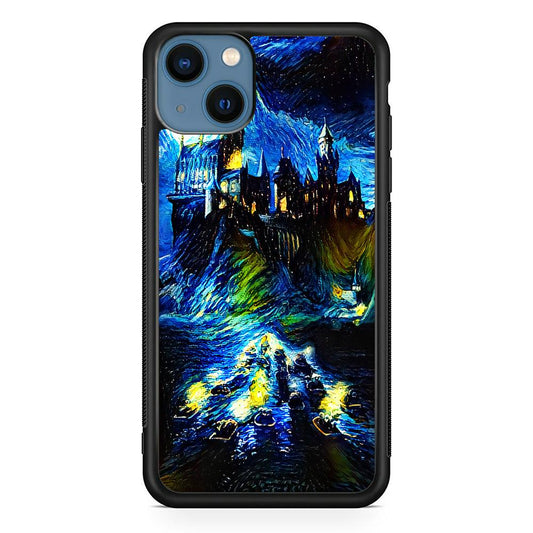 Hogwarts Starry Night iPhone 13 Mini Case-Rubber / Black (2D Case)-Xtracase