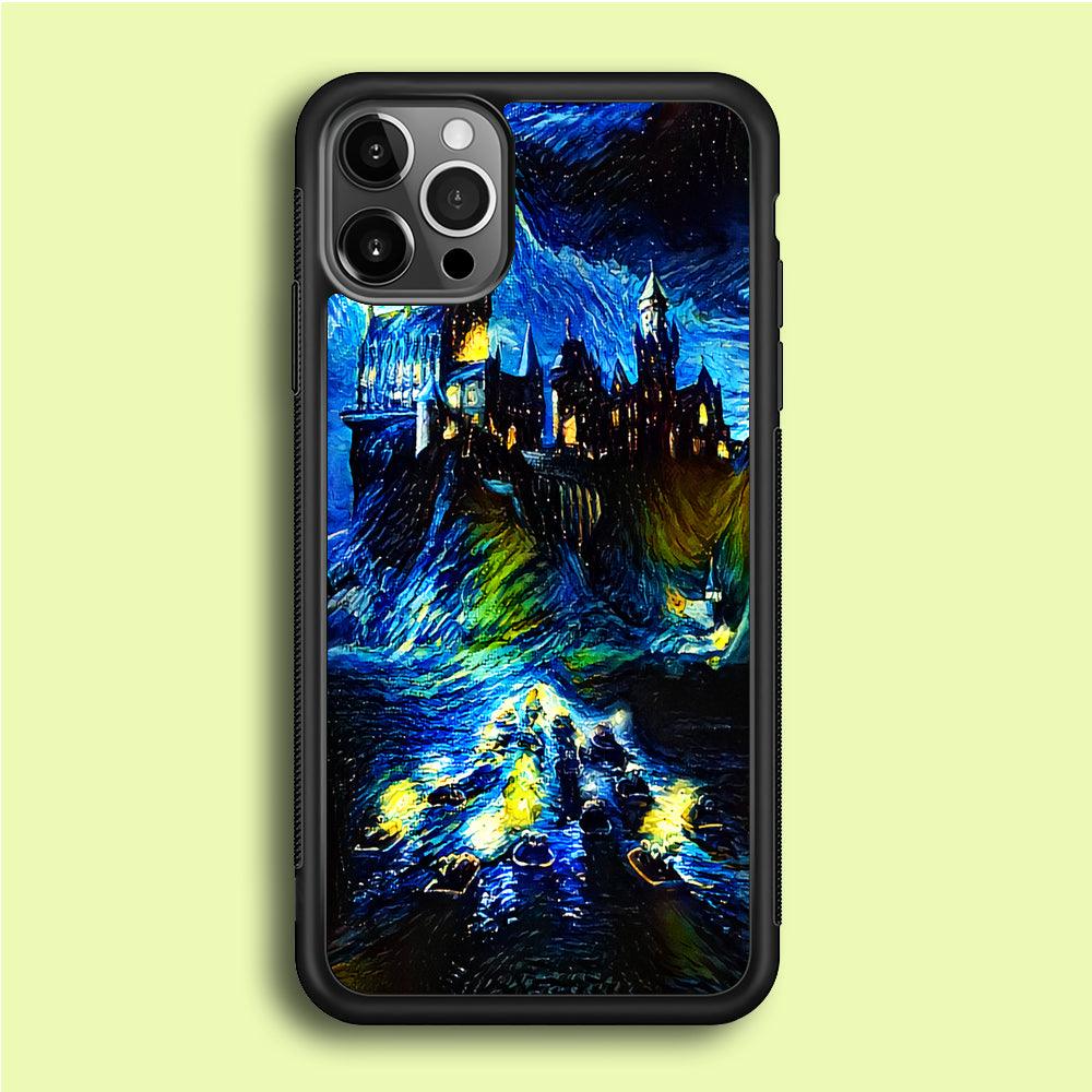 Hogwarts Starry Night iPhone 12 Pro Case-Rubber / Black (2D Case)-Xtracase