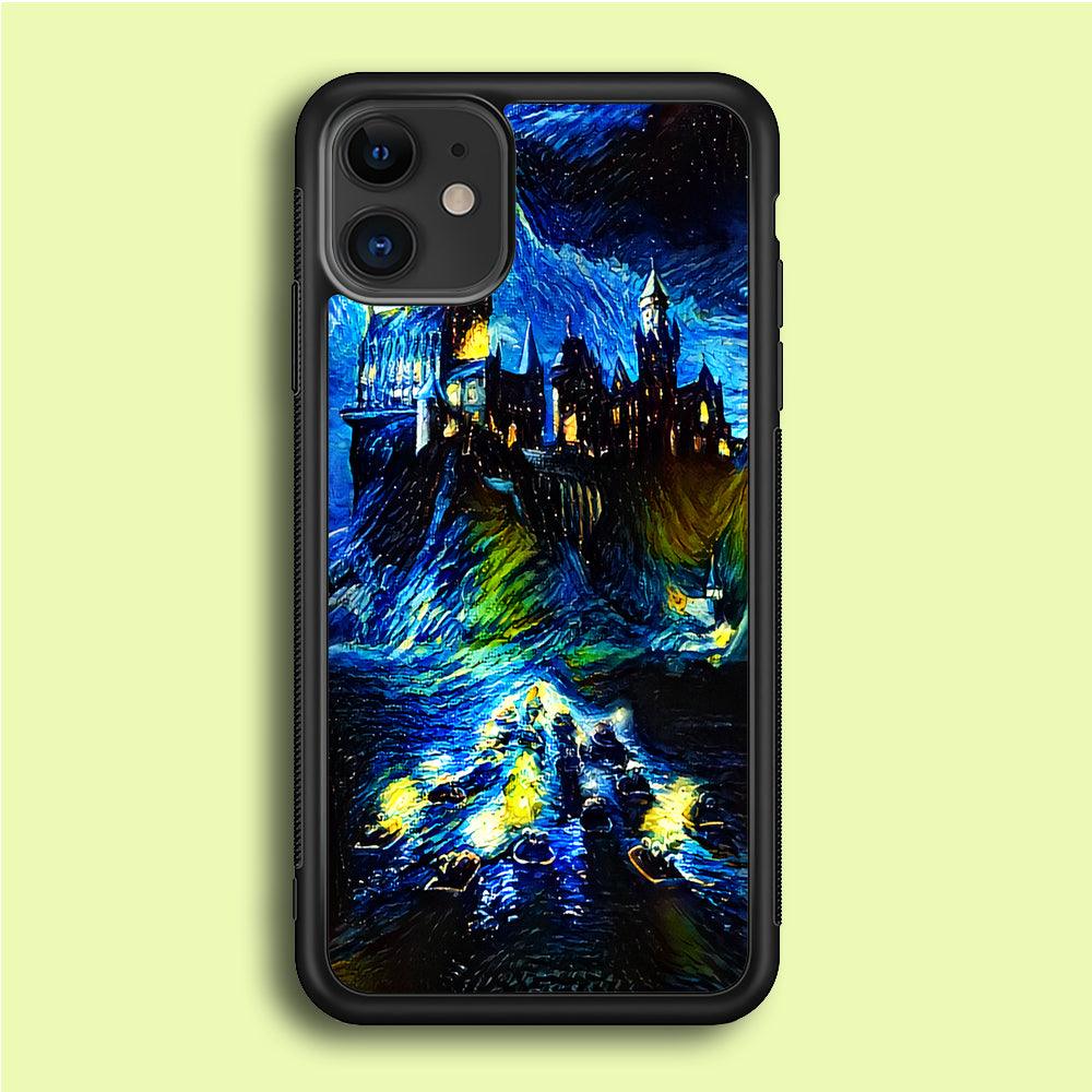 Hogwarts Starry Night iPhone 12 Case-Rubber / Black (2D Case)-Xtracase