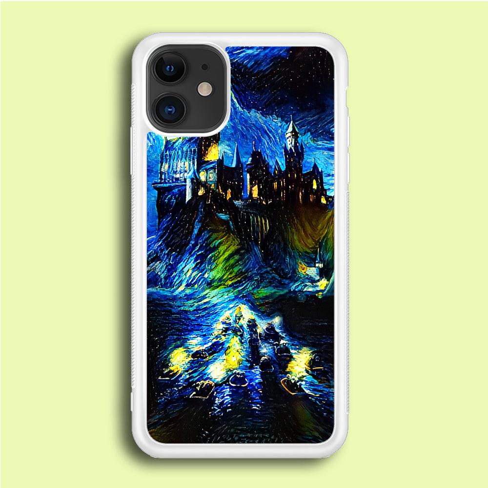 Hogwarts Starry Night iPhone 12 Mini Case-Rubber / White (2D Case)-Xtracase