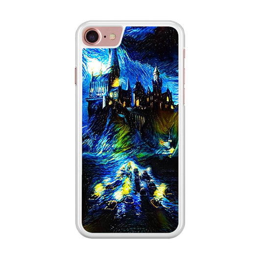 Hogwarts Starry Night iPhone SE 2020 Case-Rubber / White (2D Case)-Xtracase