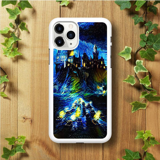 Hogwarts Starry Night iPhone 11 Pro Max Case-Rubber / White (2D Case)-Xtracase