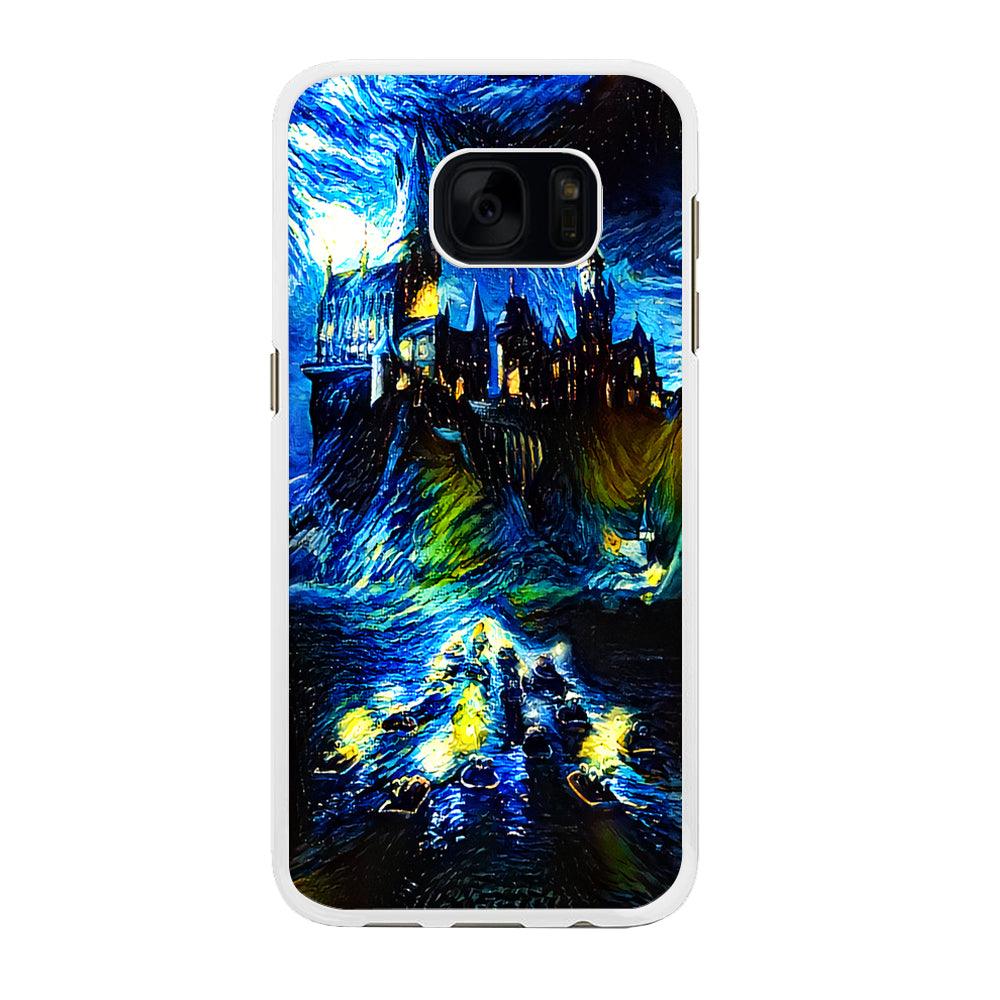 Hogwarts Starry Night Samsung Galaxy S7 Edge Case-Rubber / White (2D Case)-Xtracase