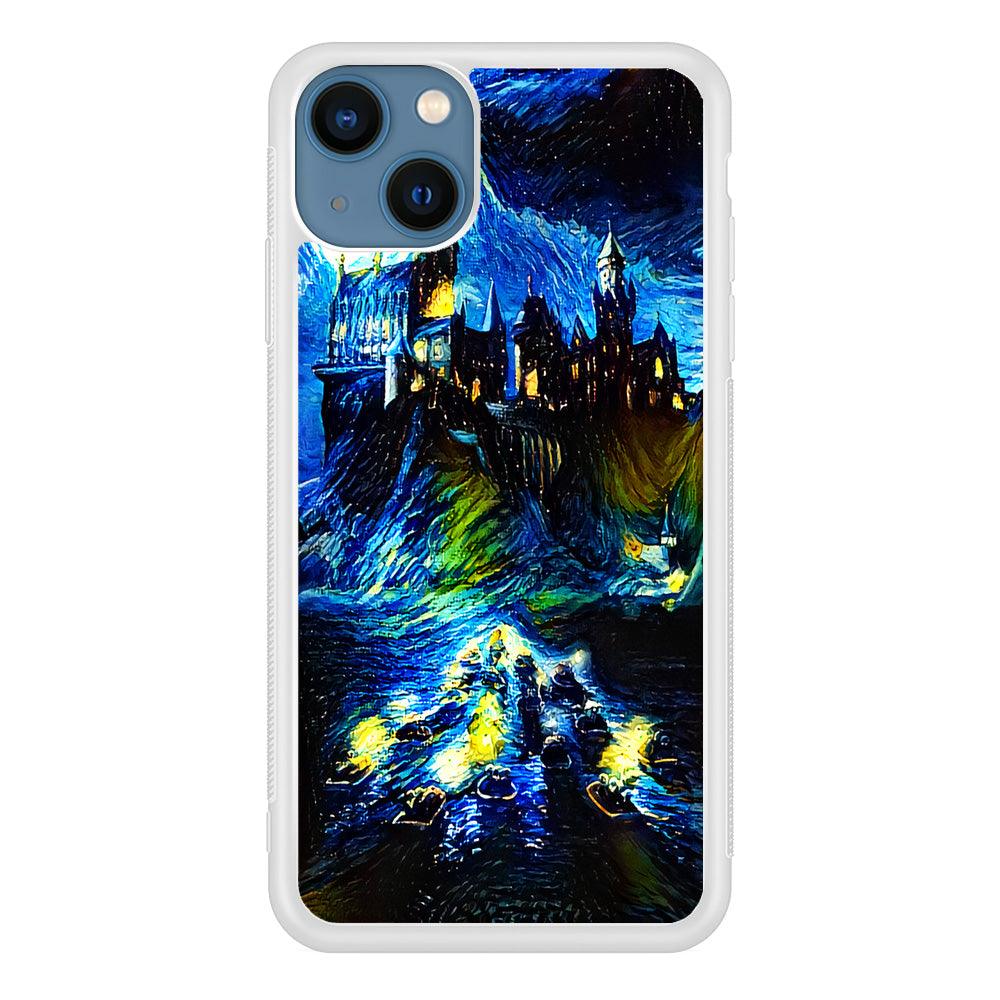 Hogwarts Starry Night iPhone 13 Mini Case-Rubber / White (2D Case)-Xtracase