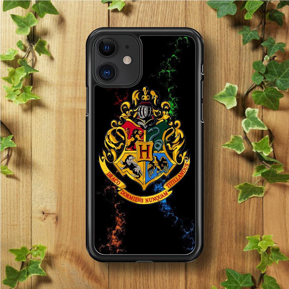 Hogwarts Symbol Black iPhone 11 Case-Rubber / Black (2D Case)-Xtracase