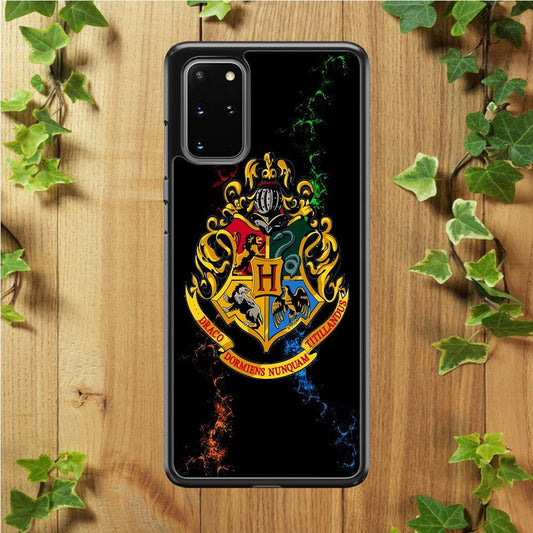 Hogwarts Symbol Black Samsung Galaxy S20 Plus Case-Rubber / White (2D Case)-Xtracase