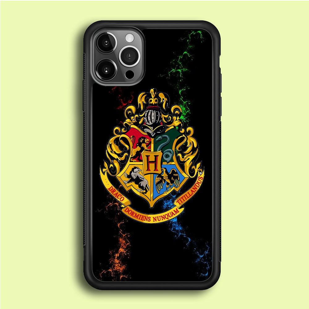 Hogwarts Symbol Black iPhone 12 Pro Max Case-Rubber / Black (2D Case)-Xtracase