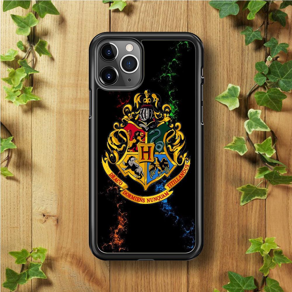 Hogwarts Symbol Black iPhone 11 Pro Max Case-Rubber / Black (2D Case)-Xtracase