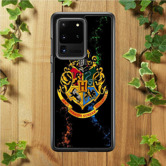 Hogwarts Symbol Black Samsung Galaxy S20 Ultra Case-Rubber / White (2D Case)-Xtracase