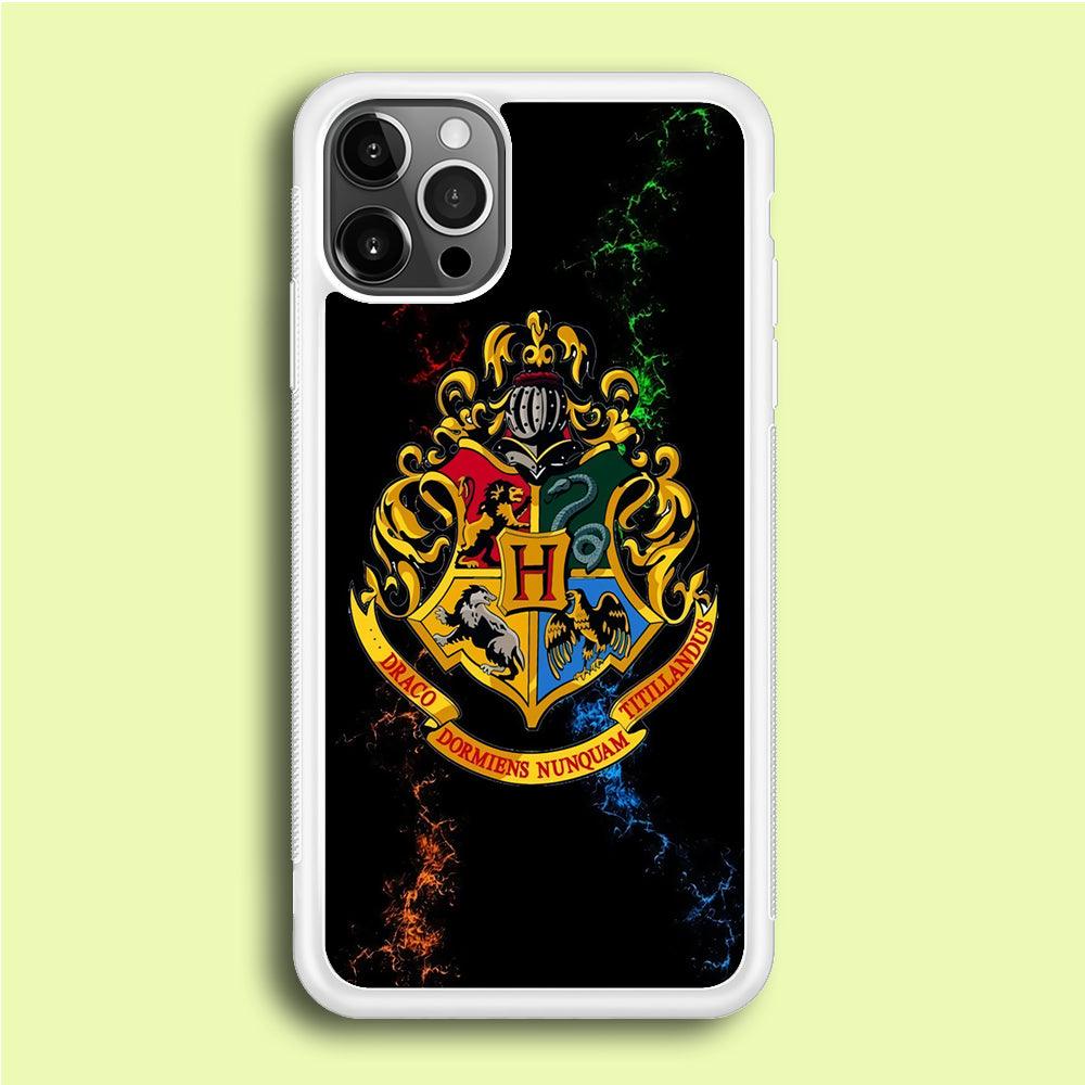 Hogwarts Symbol Black iPhone 12 Pro Max Case-Rubber / White (2D Case)-Xtracase
