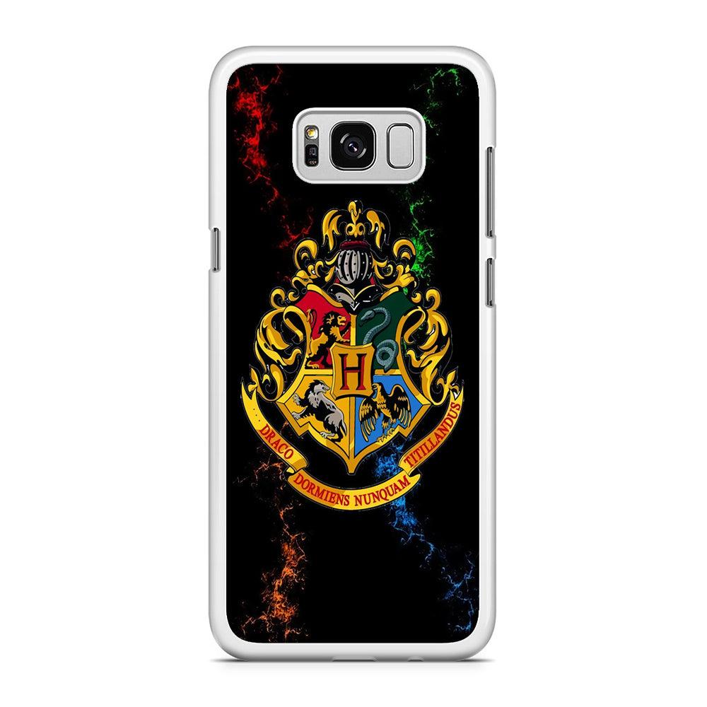 Hogwarts Symbol Black Samsung Galaxy S8 Case-Rubber / White (2D Case)-Xtracase