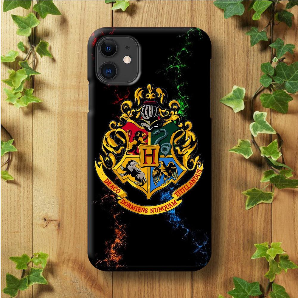 Hogwarts Symbol Black iPhone 11 Case-Plastic / Full Wrap (3D Case)-Xtracase