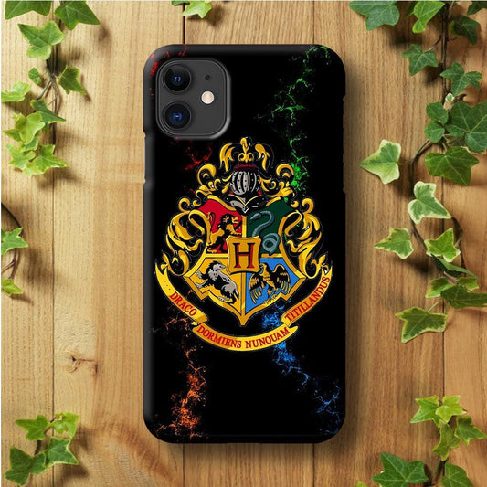 Hogwarts Symbol Black iPhone 11 Case-Plastic / Full Wrap (3D Case)-Xtracase