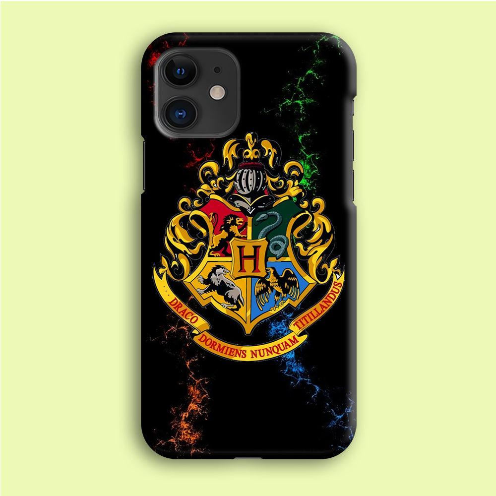 Hogwarts Symbol Black iPhone 12 Case-Plastic / Full Wrap (3D Case)-Xtracase