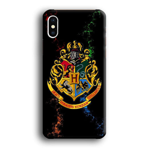 Hogwarts Symbol Black iPhone X Case-Plastic / Full Wrap (3D Case)-Xtracase