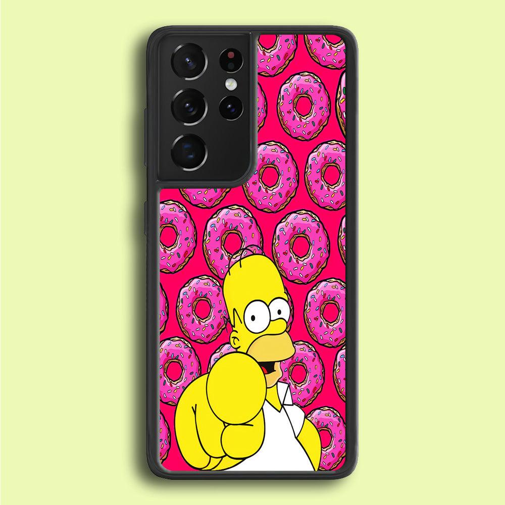 Homer Simpson Donut Samsung Galaxy S21 Ultra Case-Plastic / Full Wrap (3D Case)-Xtracase