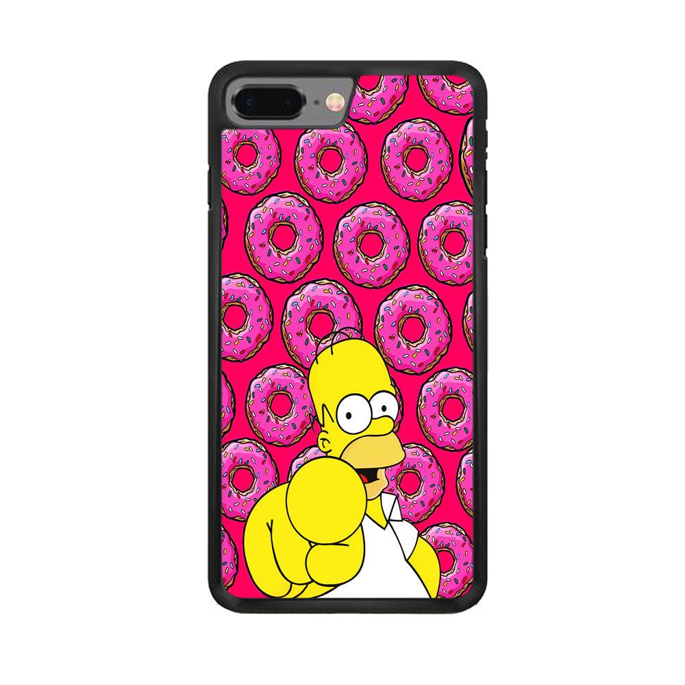 Homer Simpson Donut iPhone 8 Plus Case-Rubber / Black (2D Case)-Xtracase