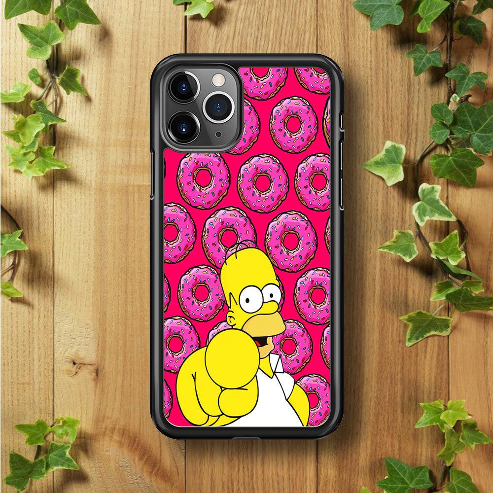Homer Simpson Donut iPhone 11 Pro Max Case-Rubber / Black (2D Case)-Xtracase