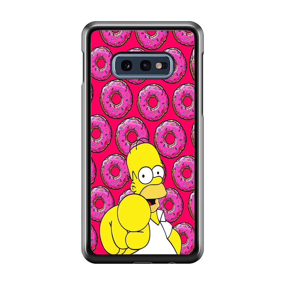 Homer Simpson Donut Samsung Galaxy S10E Case-Rubber / White (2D Case)-Xtracase