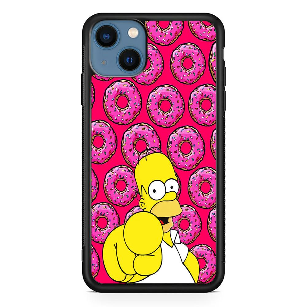 Homer Simpson Donut iPhone 13 Mini Case-Rubber / Black (2D Case)-Xtracase