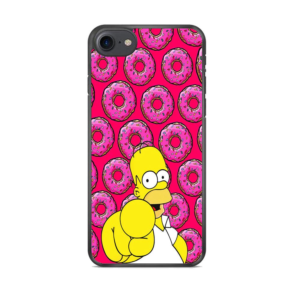 Homer Simpson Donut iPhone 8 Case-Rubber / Black (2D Case)-Xtracase
