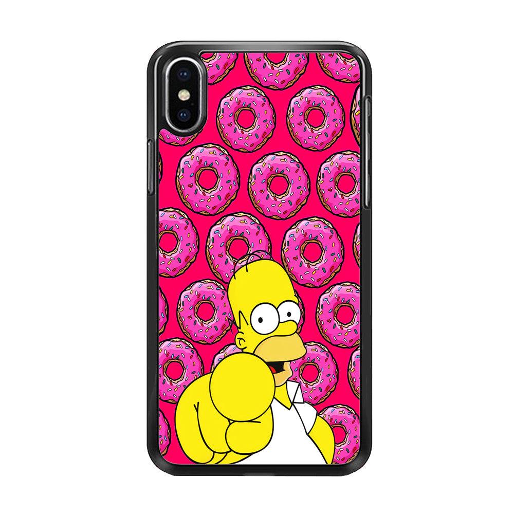 Homer Simpson Donut iPhone Xs Max Case-Rubber / Black (2D Case)-Xtracase