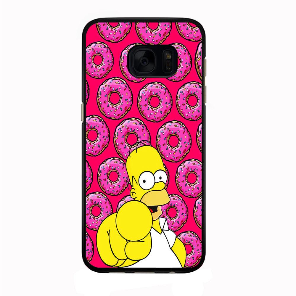 Homer Simpson Donut Samsung Galaxy S7 Edge Case-Rubber / Black (2D Case)-Xtracase