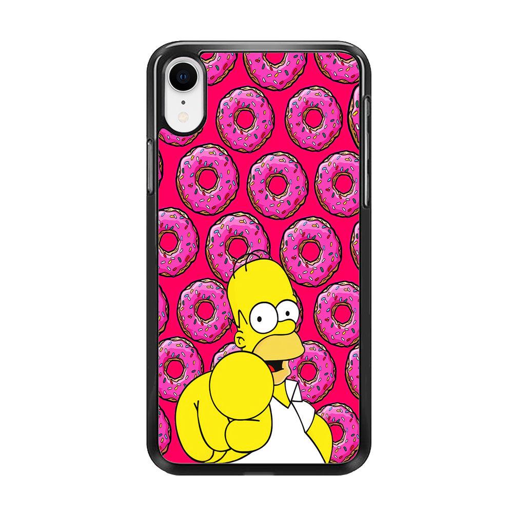 Homer Simpson Donut iPhone XR Case-Rubber / Black (2D Case)-Xtracase