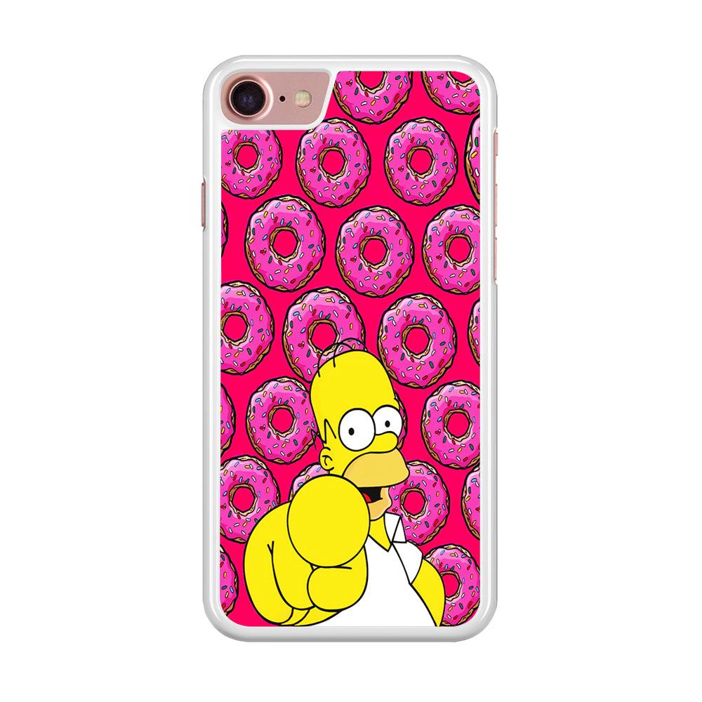 Homer Simpson Donut iPhone SE 2020 Case-Rubber / White (2D Case)-Xtracase