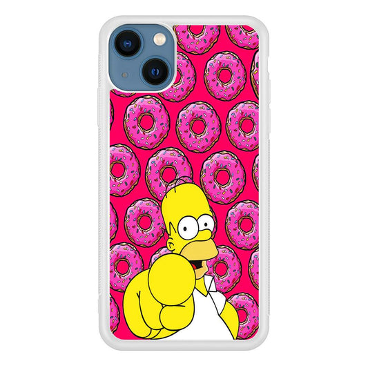 Homer Simpson Donut iPhone 13 Mini Case-Rubber / White (2D Case)-Xtracase