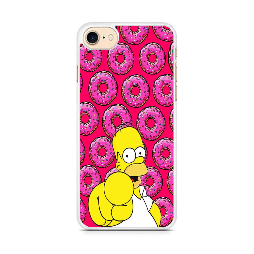 Homer Simpson Donut iPhone 8 Case-Rubber / White (2D Case)-Xtracase