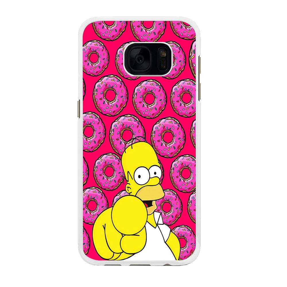 Homer Simpson Donut Samsung Galaxy S7 Edge Case-Rubber / White (2D Case)-Xtracase