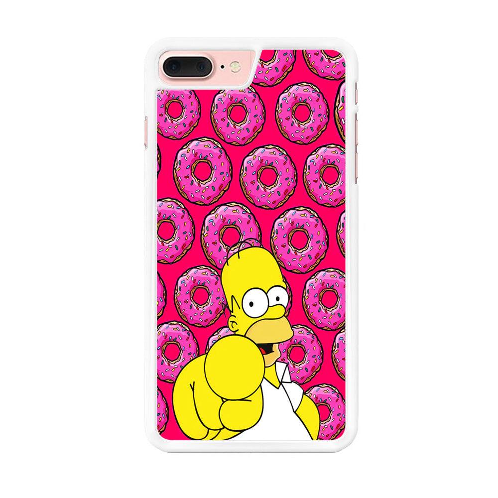 Homer Simpson Donut iPhone 8 Plus Case-Rubber / White (2D Case)-Xtracase