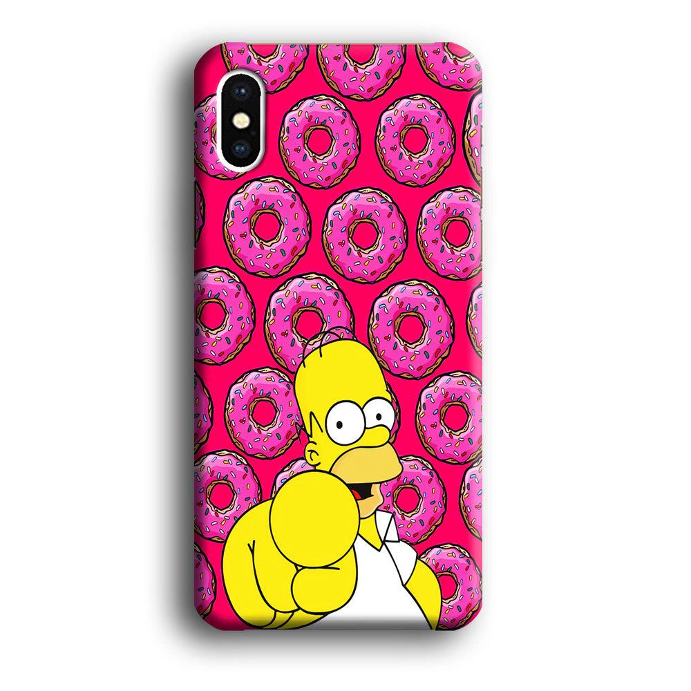 Homer Simpson Donut iPhone Xs Max Case-Plastic / Full Wrap (3D Case)-Xtracase
