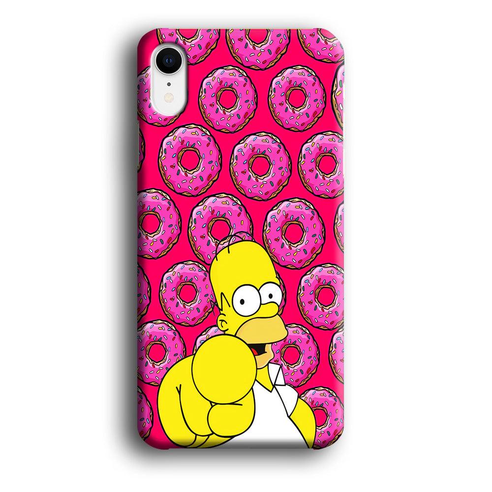 Homer Simpson Donut iPhone XR Case-Plastic / Full Wrap (3D Case)-Xtracase