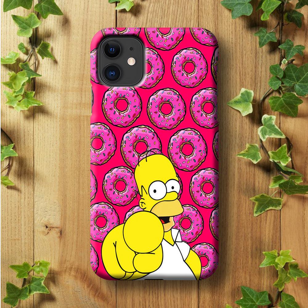 Homer Simpson Donut iPhone 11 Case-Plastic / Full Wrap (3D Case)-Xtracase