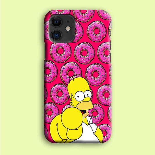 Homer Simpson Donut iPhone 12 Case-Plastic / Full Wrap (3D Case)-Xtracase