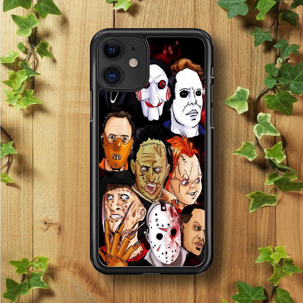 Horror Movie The Faces iPhone 11 Case-Rubber / Black (2D Case)-Xtracase