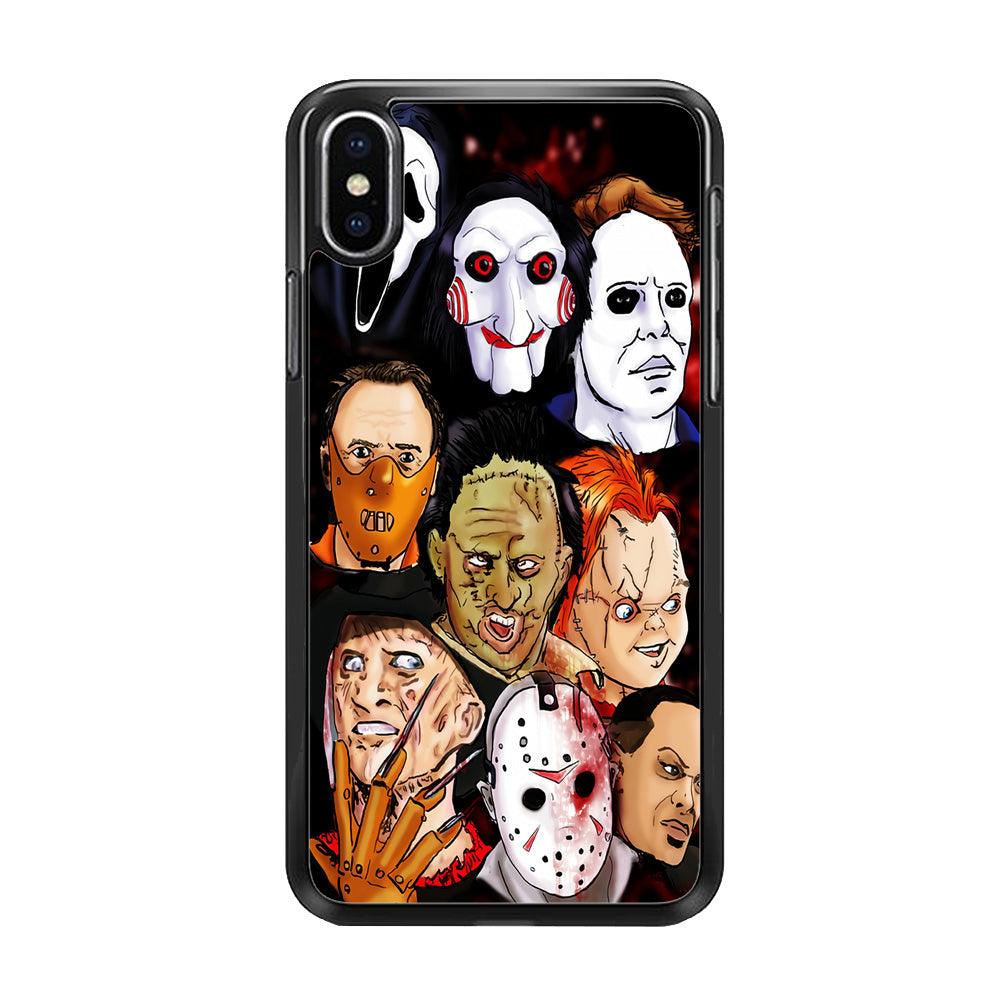 Horror Movie The Faces iPhone Xs Max Case-Rubber / Black (2D Case)-Xtracase
