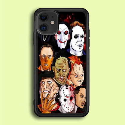 Horror Movie The Faces iPhone 12 Case-Rubber / Black (2D Case)-Xtracase