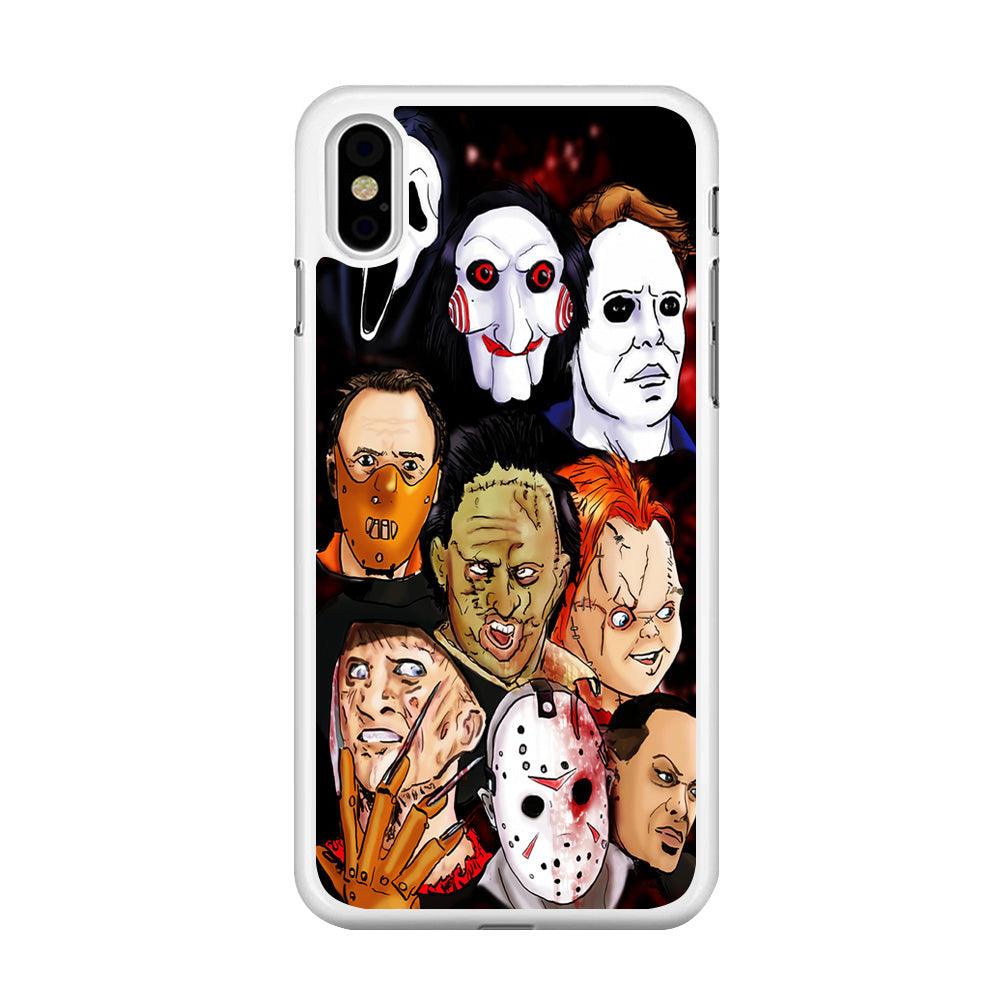 Horror Movie The Faces iPhone X Case-Rubber / White (2D Case)-Xtracase