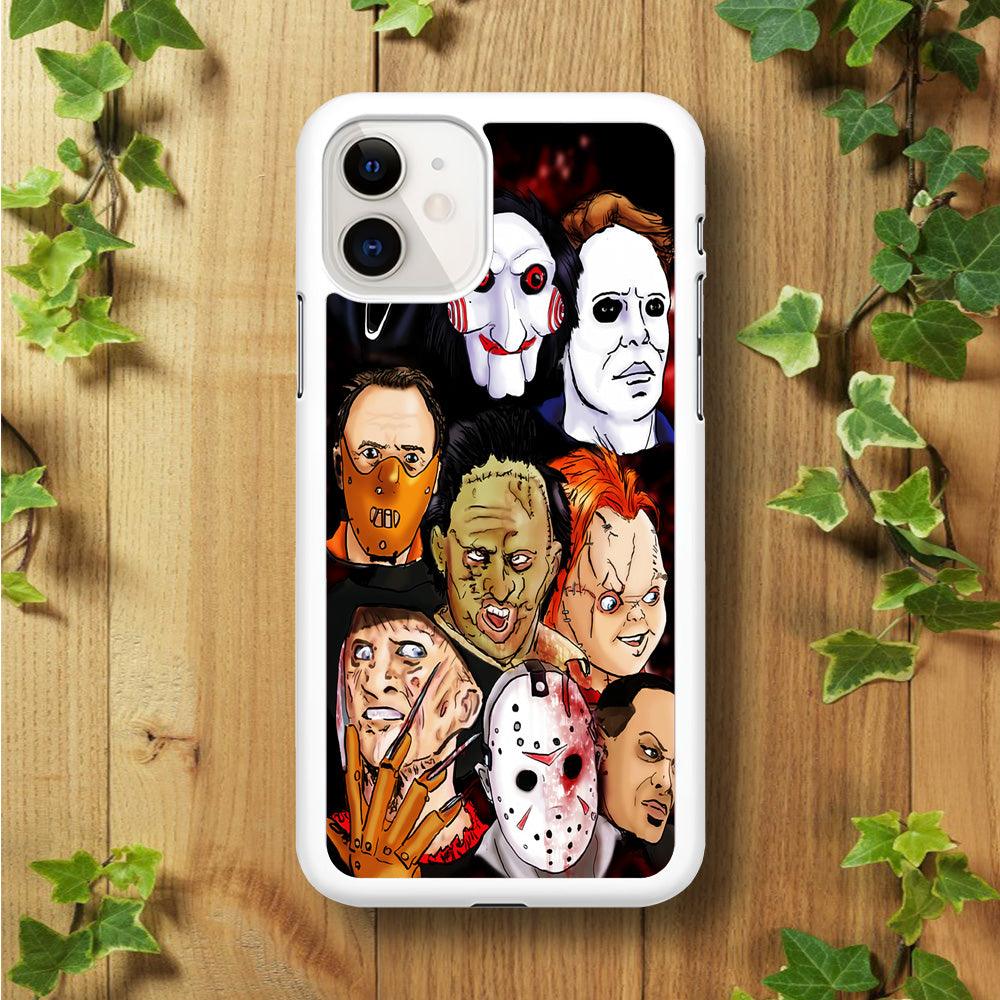 Horror Movie The Faces iPhone 11 Case-Rubber / White (2D Case)-Xtracase