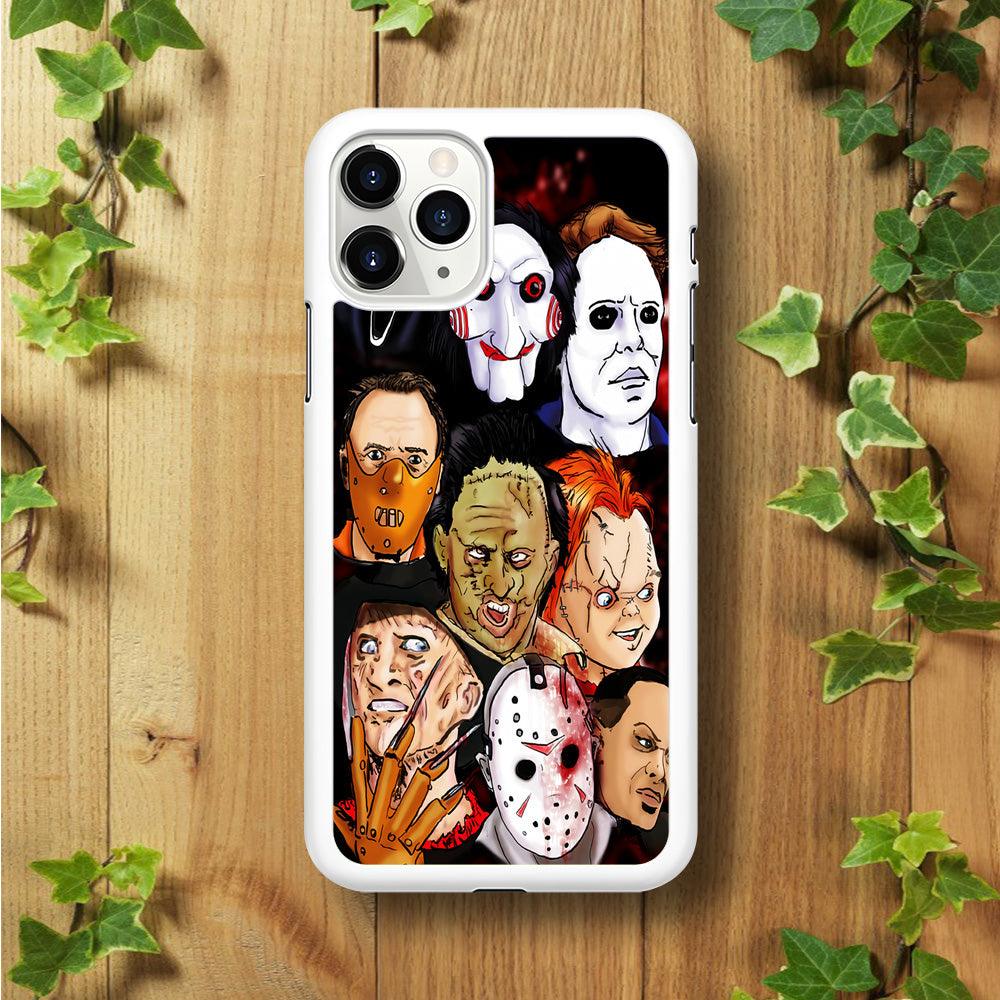 Horror Movie The Faces iPhone 11 Pro Max Case-Rubber / White (2D Case)-Xtracase