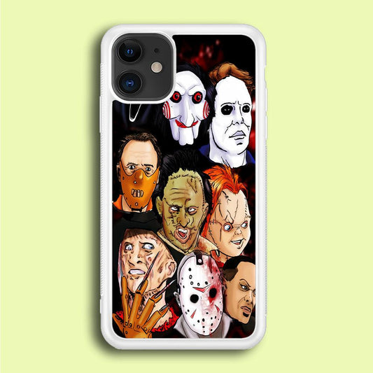 Horror Movie The Faces iPhone 12 Case-Rubber / White (2D Case)-Xtracase