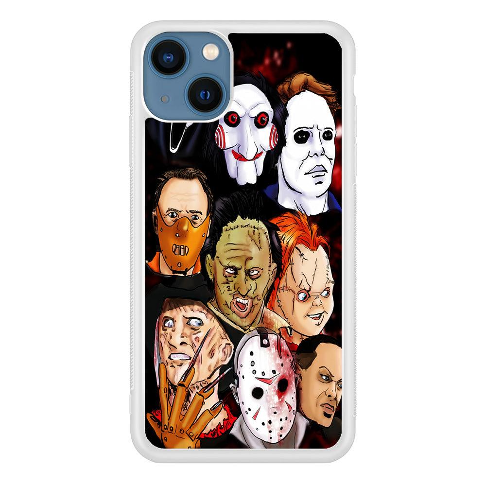 Horror Movie The Faces iPhone 13 Pro Case-Rubber / White (2D Case)-Xtracase