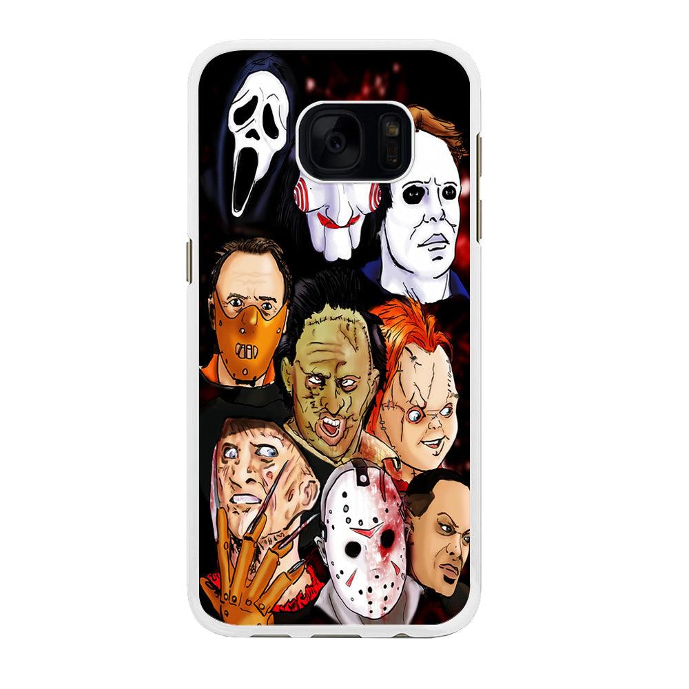 Horror Movie The Faces Samsung Galaxy S7 Edge Case-Rubber / White (2D Case)-Xtracase